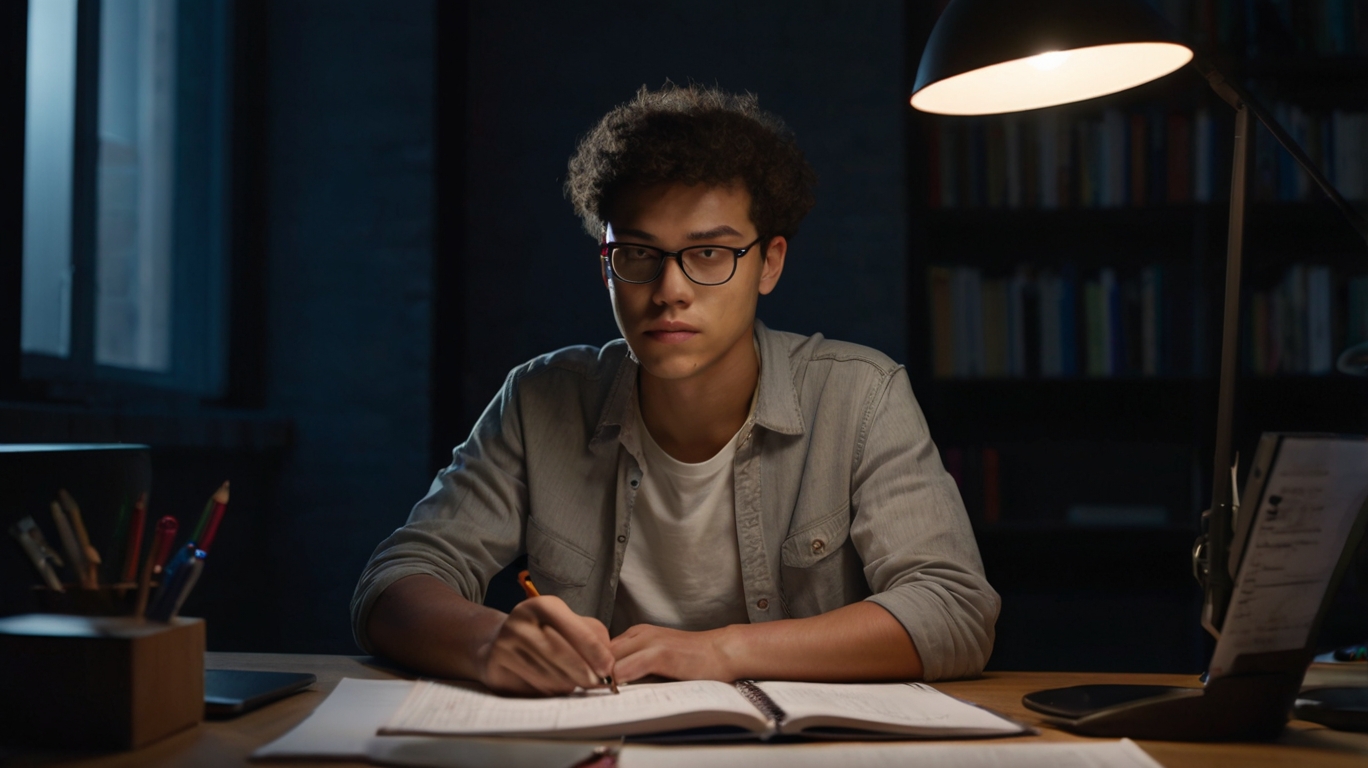 Student working on accounting exercises